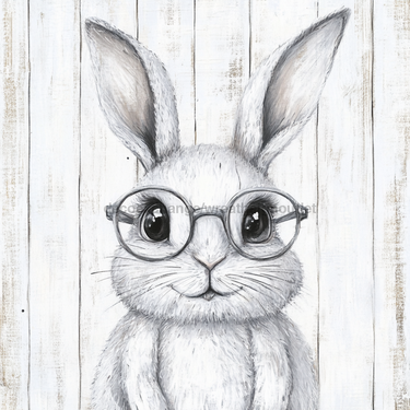 Easter Sign, Bunny in Glasses,, DCO-12669, Sign For Wreath, 10x10